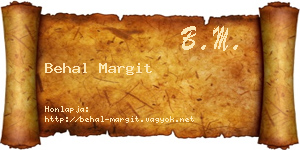Behal Margit névjegykártya